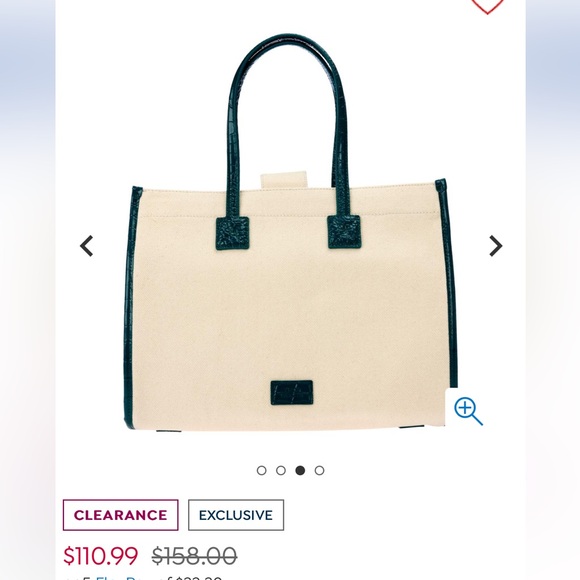 NWT Vince Camuto  Saly Blk Canvas, cream leather trim sides/bottom & ID beauty. - Picture 3 of 15